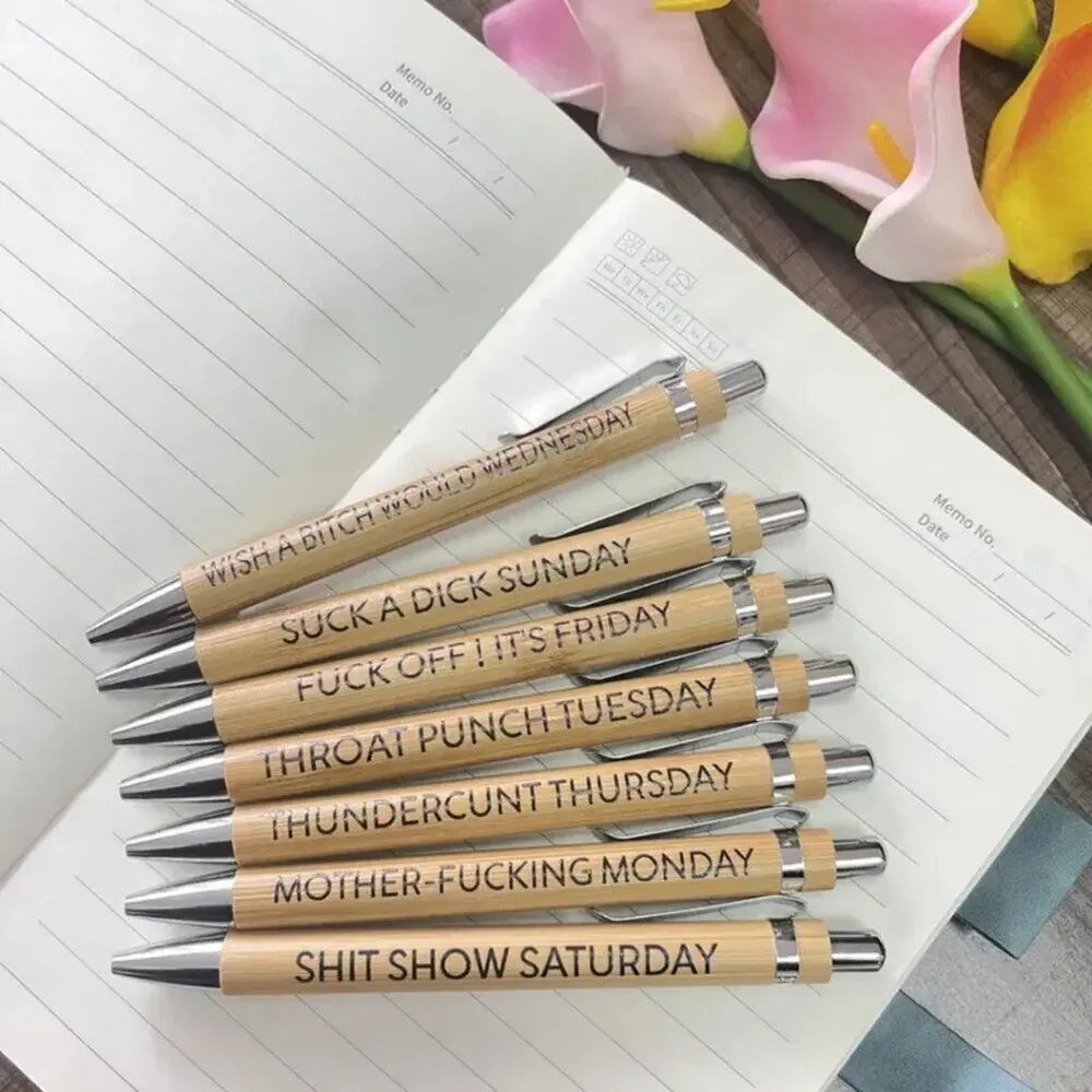 2/$30 New Sweary Wooden Pen Set - Curse Words Stationery